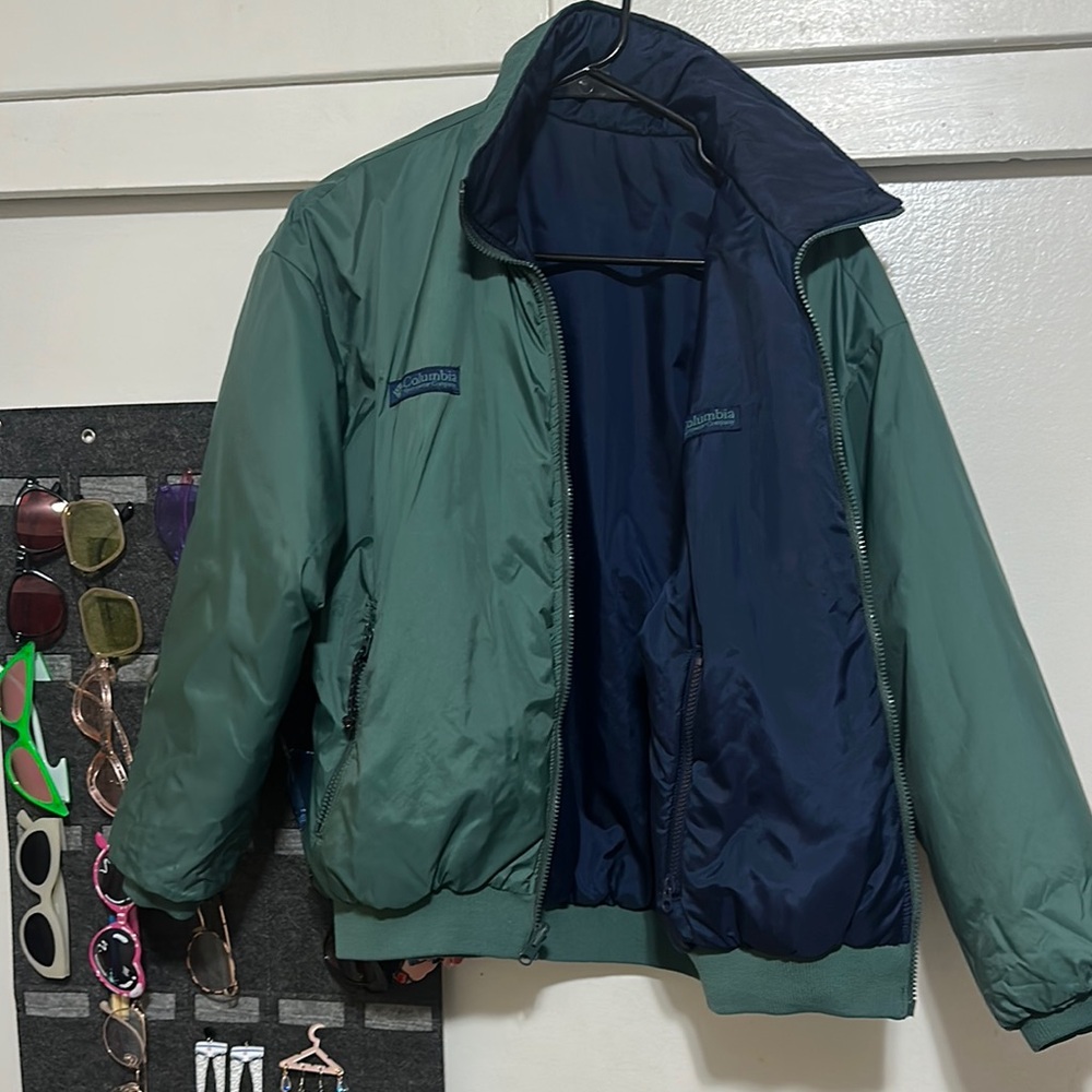 Columbia Green and Blue Puffer Jacket size medium in women’s